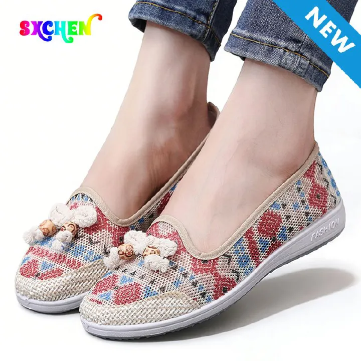 SXCHEN Women's Casual Mesh Shoes – Red & Blue With Easy Slip-On Design, Lightweight Construction, Perfect For All-Day Wear at Family Outings & Social Gatherings, All Sizes Available