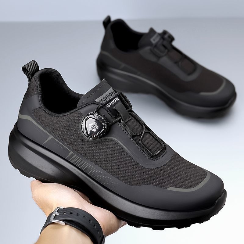 SXCHEN Men's Fashion Dial Shoes – Black With Contrast Grey Accent Panels, Cushioned Insole, Non-Slip Traction Sole, Ideal For Urban Outings, Shopping & All-Day Comfort, All Sizes Available