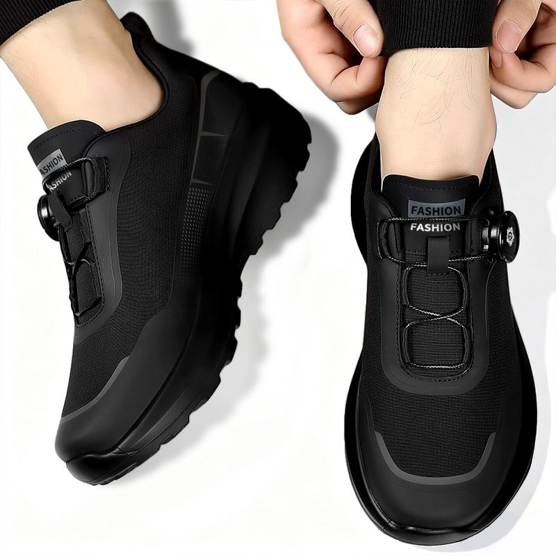 SXCHEN Men's Fashion Dial Shoes – Black With Contrast Grey Accent Panels, Cushioned Insole, Non-Slip Traction Sole, Ideal For Urban Outings, Shopping & All-Day Comfort, All Sizes Available