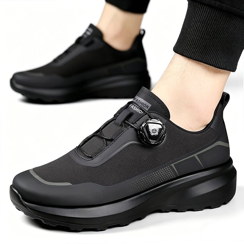 SXCHEN Men's Fashion Dial Shoes – Black With Contrast Grey Accent Panels, Cushioned Insole, Non-Slip Traction Sole, Ideal For Urban Outings, Shopping & All-Day Comfort, All Sizes Available
