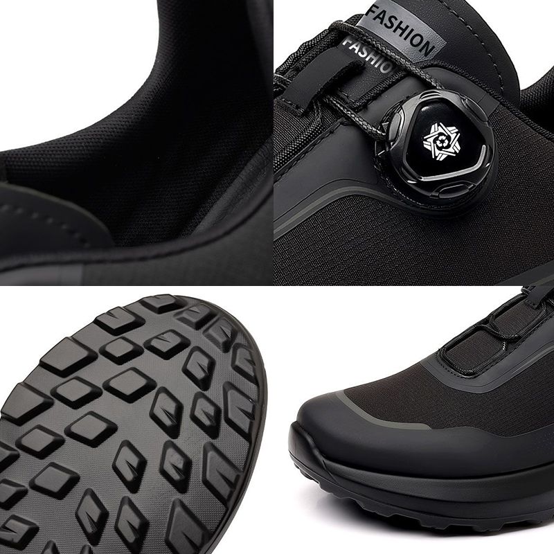 SXCHEN Men's Fashion Dial Shoes – Black With Contrast Grey Accent Panels, Cushioned Insole, Non-Slip Traction Sole, Ideal For Urban Outings, Shopping & All-Day Comfort, All Sizes Available