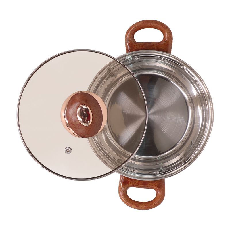 12PCS /Set  Stainless Steel  Non-Stick Cookware Set Sufuria Cooking Pots  Suitable for induction cooker 16cm Saucepan + 16CM/18CM/20CM/24CM Casserole +24CM Fryp an with Lids