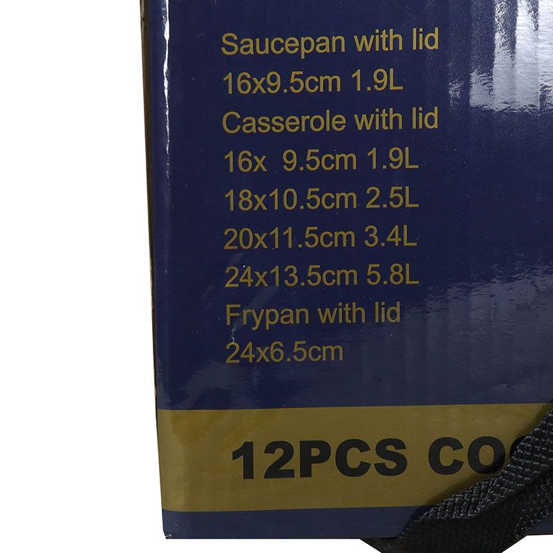 12PCS /Set  Stainless Steel  Non-Stick Cookware Set Sufuria Cooking Pots  Suitable for induction cooker 16cm Saucepan + 16CM/18CM/20CM/24CM Casserole +24CM Fryp an with Lids