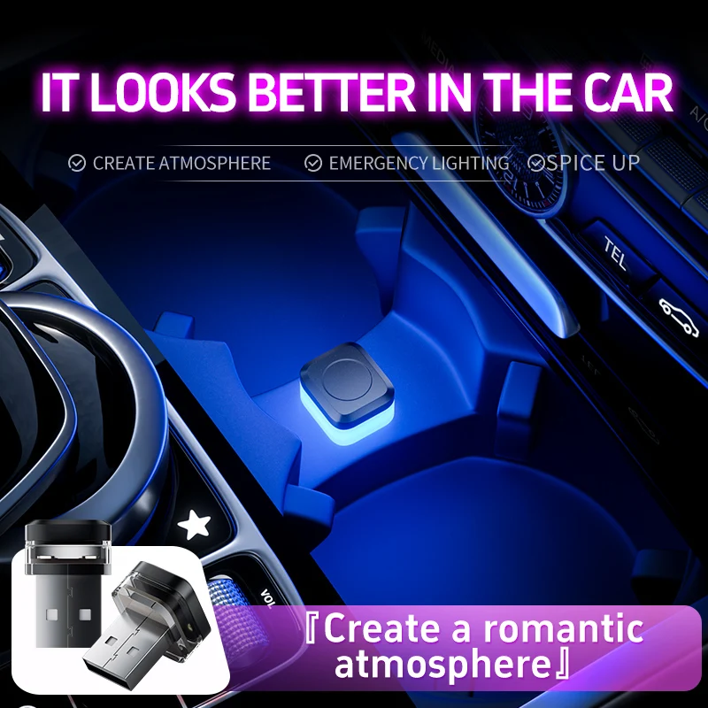 1x Car USB Led Light mood lamp Plug Play Universal LED interior Atmosphere Light Auto Reading Lamp Decorations Decorative Strip