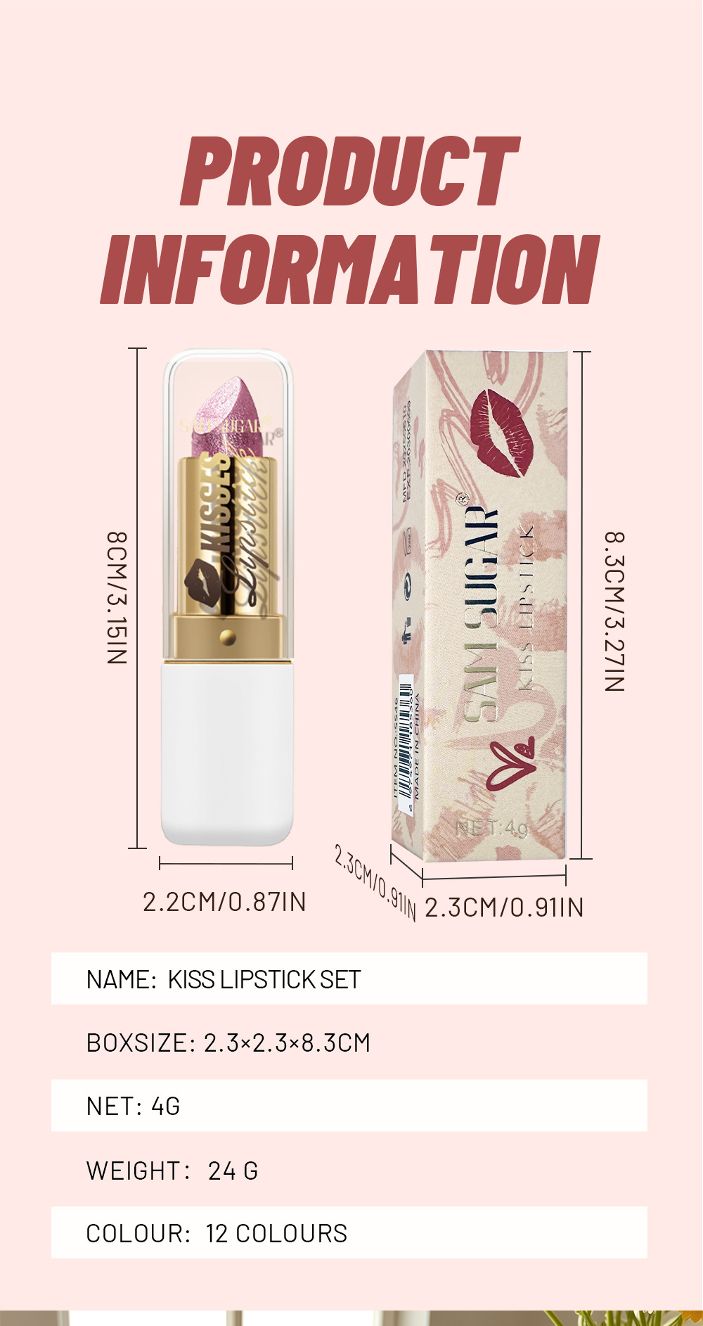 Pearlescent Lipstick Waterproof Sparkling Moisturizing Long-lasting Hydrating Pearlescent Lipstick view 6