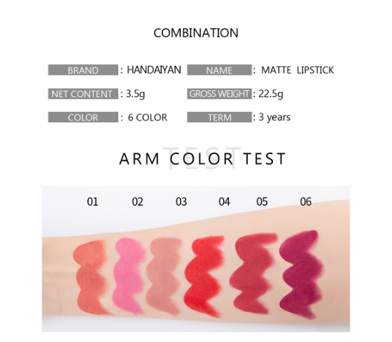 6-Color Matte Lipstick Set, Non-Fading, Non-Stick Cup Long-Lasting Velvet Finish, Smooth Matte Lip Color Waterproof Smudge-proof