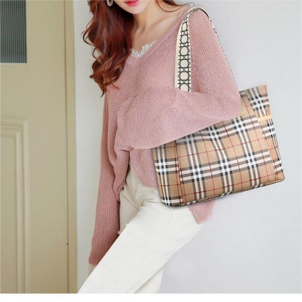 Shoulder Bags Ladies fine work lattice simple fashion elegant temperament shopping shopping travel work shoulder bag