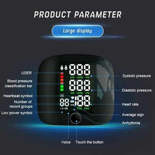 Rechargeable Wrist Blood Pressure Monitor For Medical Grade Precision Measurement Health Tests