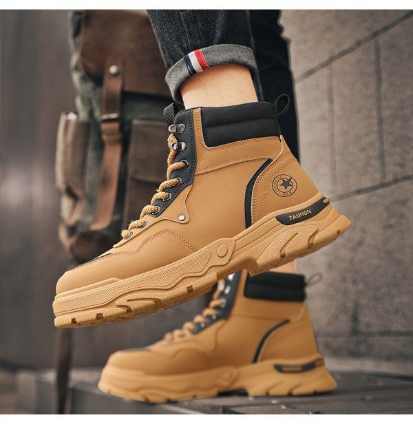 Men's High Help Wear Fashion Non-Slip Labor Protection Casual Martens Boots Ankle & Bootie