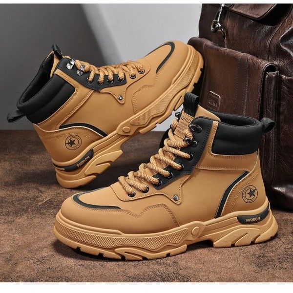 Men's High Help Wear Fashion Non-Slip Labor Protection Casual Martens Boots Ankle & Bootie