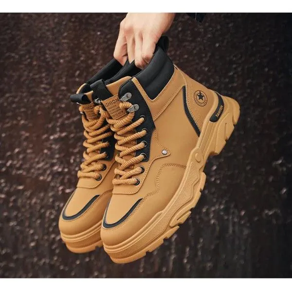 Men's High Help Wear Fashion Non-Slip Labor Protection Casual Martens Boots Ankle & Bootie