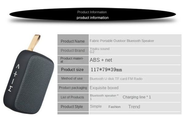 Cloth Block U Disk Card Outdoor Cycling Portable Wireless Bluetooth Speaker