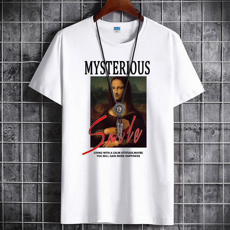 New men's round collar printed trend T-shirt