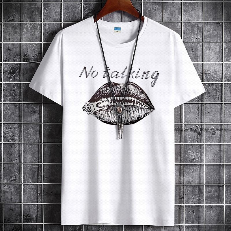 New men's round collar printed trend T-shirt