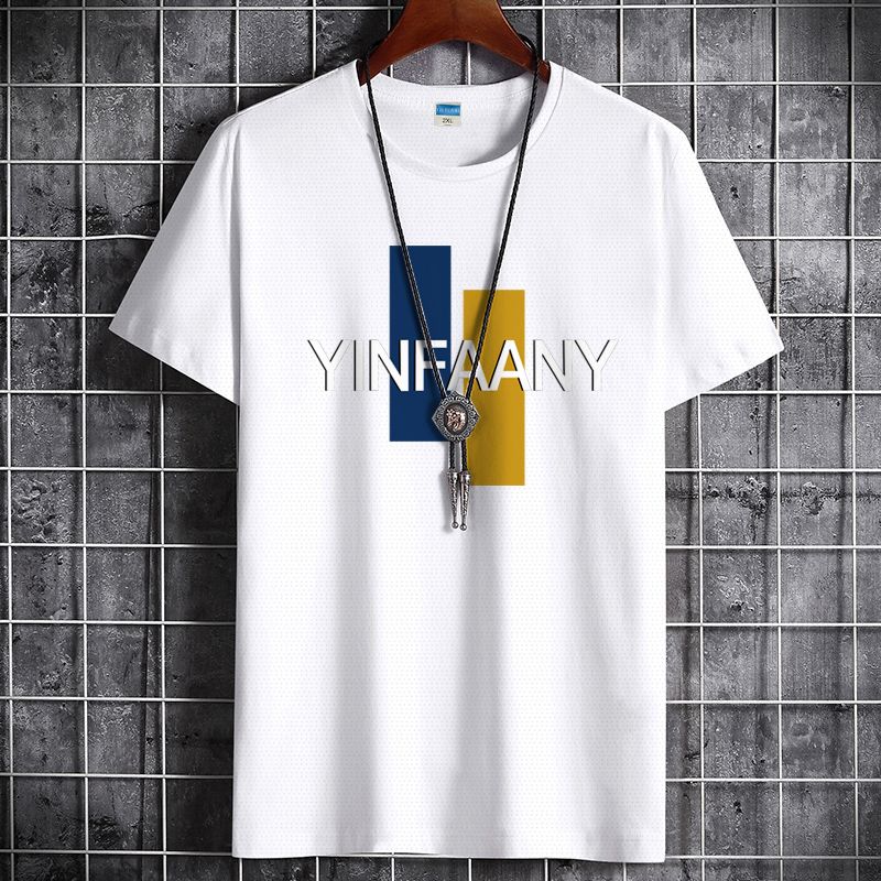 New men's round collar printed trend T-shirt