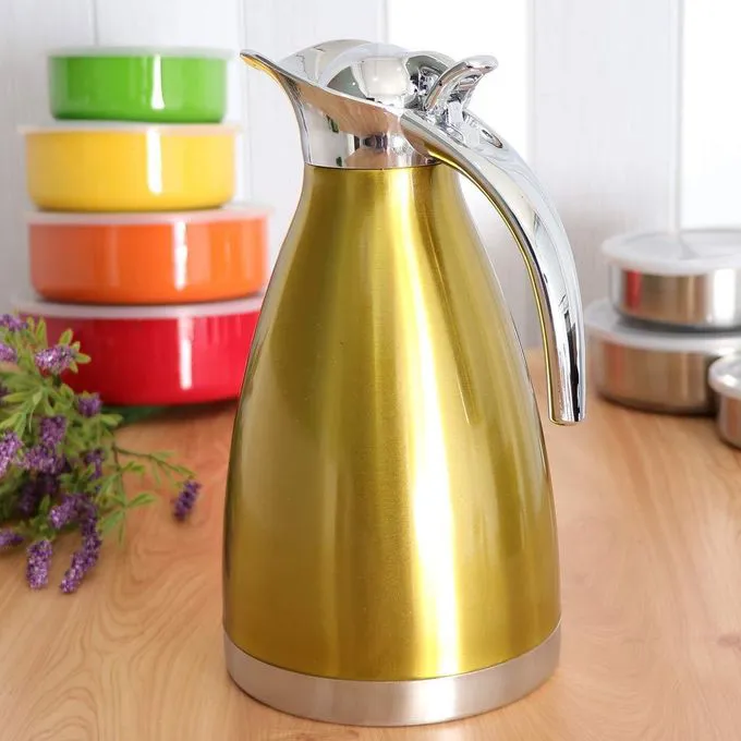Nice One 2.0L Gold Stainless Steel Vacuum Jug Coffee Pot Vacuum Flask Thermos  (VFS-023-2.00L )