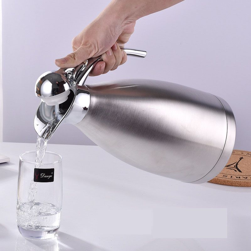 Nice One 1PC 2.0L Silver Stainless Steel Vacuum Jug Coffee Pot Vacuum Flask Thermos  (VFS-023-2.00L )