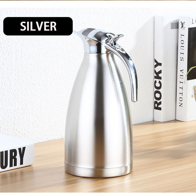 Nice One 1PC 2.0L Silver Stainless Steel Vacuum Jug Coffee Pot Vacuum Flask Thermos  (VFS-023-2.00L )