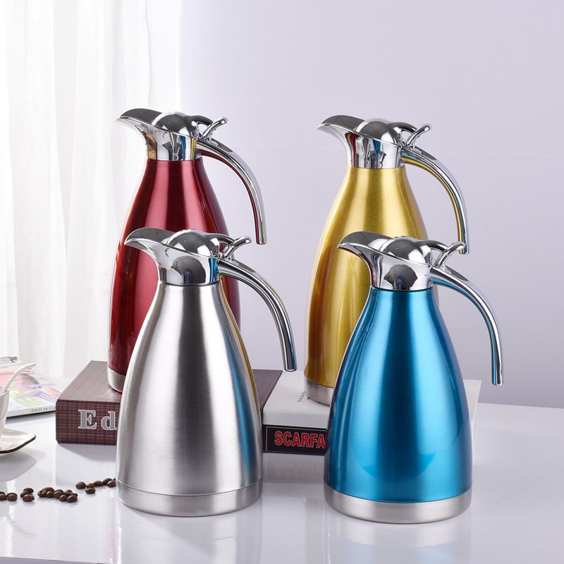 Nice One 1PC 2.0L Silver Stainless Steel Vacuum Jug Coffee Pot Vacuum Flask Thermos  (VFS-023-2.00L )