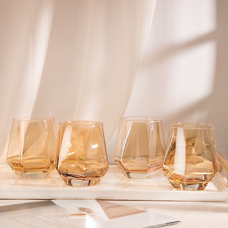6PCS /Set 300ML  Drinking Glass Sets, Durable Drinking Cups, Lead-Free Water Cup Set, Drinkware Kitchen Glasses for Cocktail, Iced Coffee, Beer, Tea, Wine, Whiskey, Water (J3613-HP GLASS CUP )