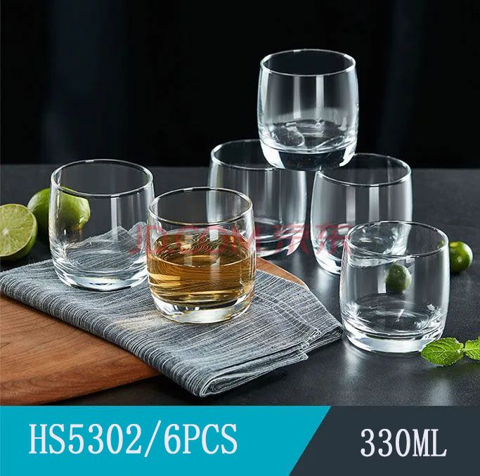 6PCS 330ML  Drinking Glass Sets, Durable Drinking Cups, Lead-Free Water Cup Set, Drinkware Kitchen Glasses for Cocktail, Iced Coffee, Beer, Tea, Wine, Whiskey, Water (HS5302 GLASS CUP )
