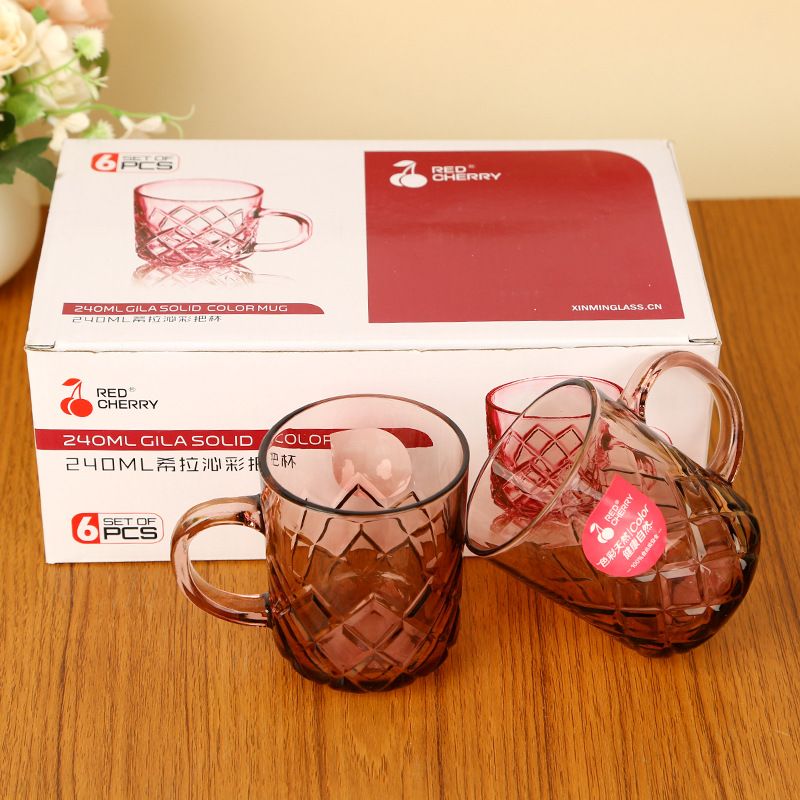 【Promotion】 6pcs 230ML  High Quality Glass Cups  Juice Cup ( ZB24ZS-R  GLASS CUP)