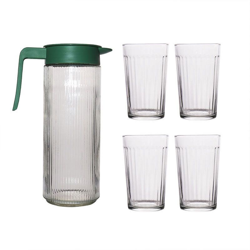 Set of 5pcs High Quality Lead-free Glass Cold Water Kettle and Cup Set  1PC 1000ML Glass Kettle 4PCS 250ML Cups Set  Mixed Drinkware Sets （A-CYSJ/L5   GLASS CUP AND JUG SET）