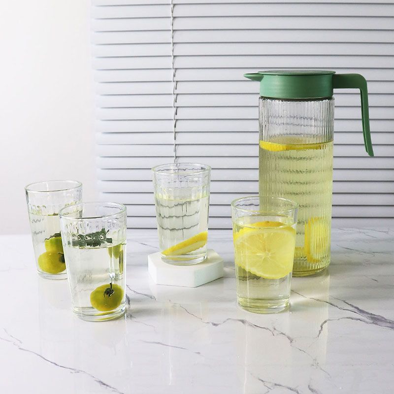Set of 5pcs High Quality Lead-free Glass Cold Water Kettle and Cup Set  1PC 1000ML Glass Kettle 4PCS 250ML Cups Set  Mixed Drinkware Sets （A-CYSJ/L5   GLASS CUP AND JUG SET）