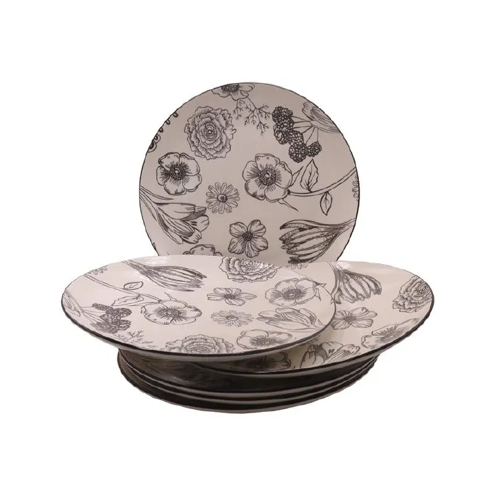 【Promotion】Nice One Set Of 6pcs 10.5inch Classique  Porcelain Dinner Dish Plates （YHY-PLATE-10503 10.5INCH CIRCULAR FLOWER）