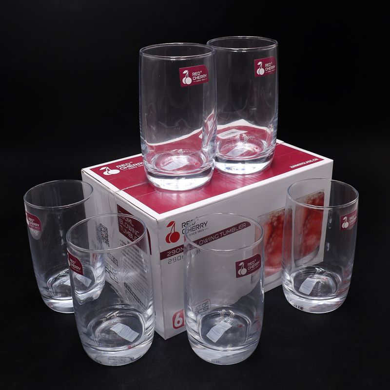 6PCS 290ML  Drinking Glass Sets, Durable Drinking Cups, Lead-Free Water Cup Set, Drinkware Kitchen Glasses for Cocktail, Iced Coffee, Beer, Tea, Wine, Whiskey, Water (HS5303 GLASS WARE )