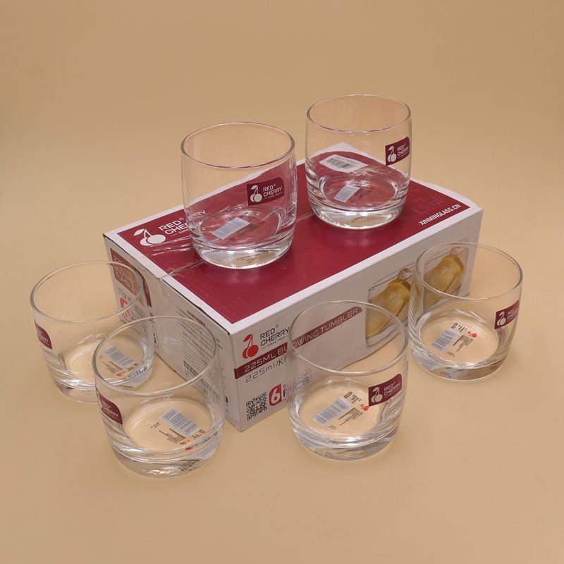 【Promotion】 6PCS 230ML  Drinking Glass Sets, Durable Drinking Cups, Lead-Free Water Cup Set, Drinkware Kitchen Glasses for Cocktail, Iced Coffee, Beer, Tea, Wine, Whiskey, Water (JBMHS5301 GLASS CUP )