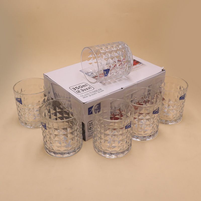 6PCS/Set 285ML  Drinking Glass Sets, Durable Drinking Cups, Lead-Free Water Cup Set, Drinkware Kitchen Glasses for Cocktail, Iced Coffee, Beer, Tea, Wine, Whiskey, Water ( BM5411AQU GLASS CUP C)