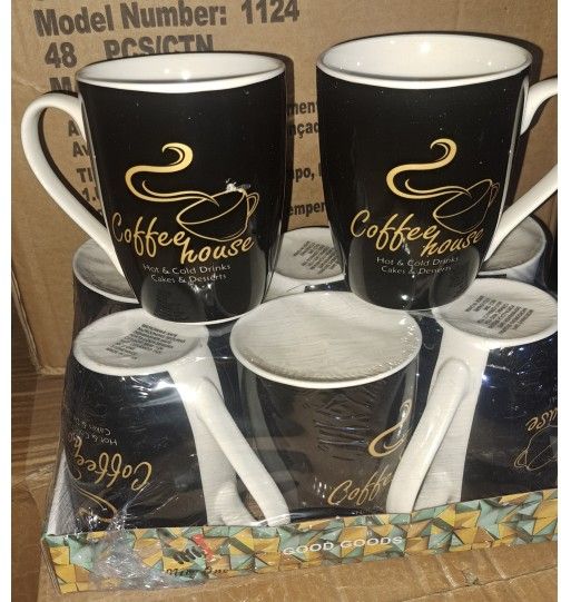 Niceone 6pcs 370ML  High Quality Porcelain Tea Milk Coffee Ceramic Cups (BYD-CUP-5838  MILK CUP)