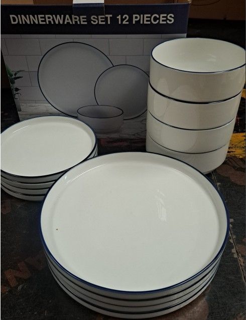 Nice One 12PCS/Set  Dinner Set  4 Plates+4 Saucers+4 bowls(PW-12-1 DINNER SET)