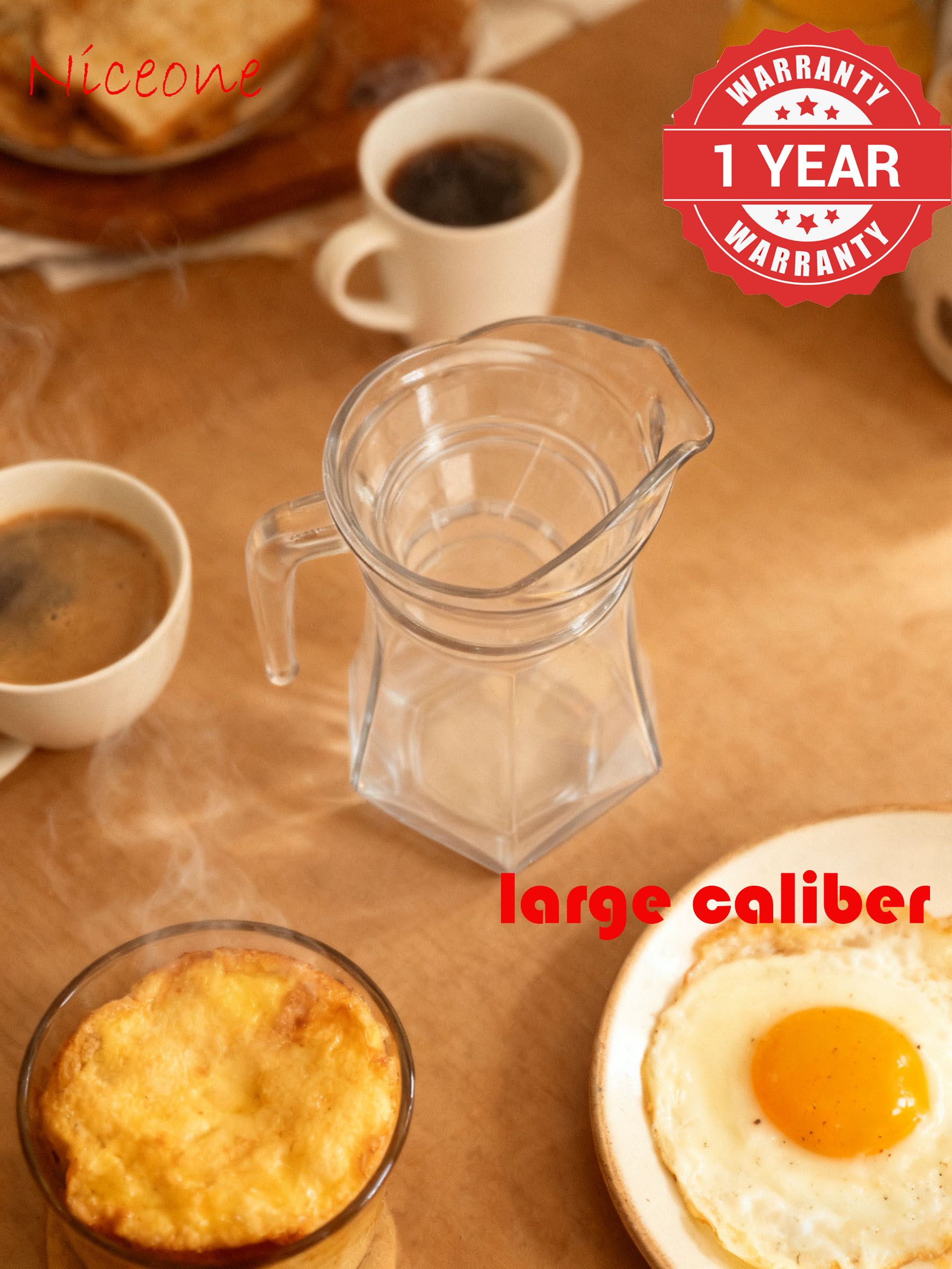 1PC 1.1L  Thickened Glass Pot  Vertical Bar Cold Water Pot Juice Pot Spot （LJH GLASS JUG C）