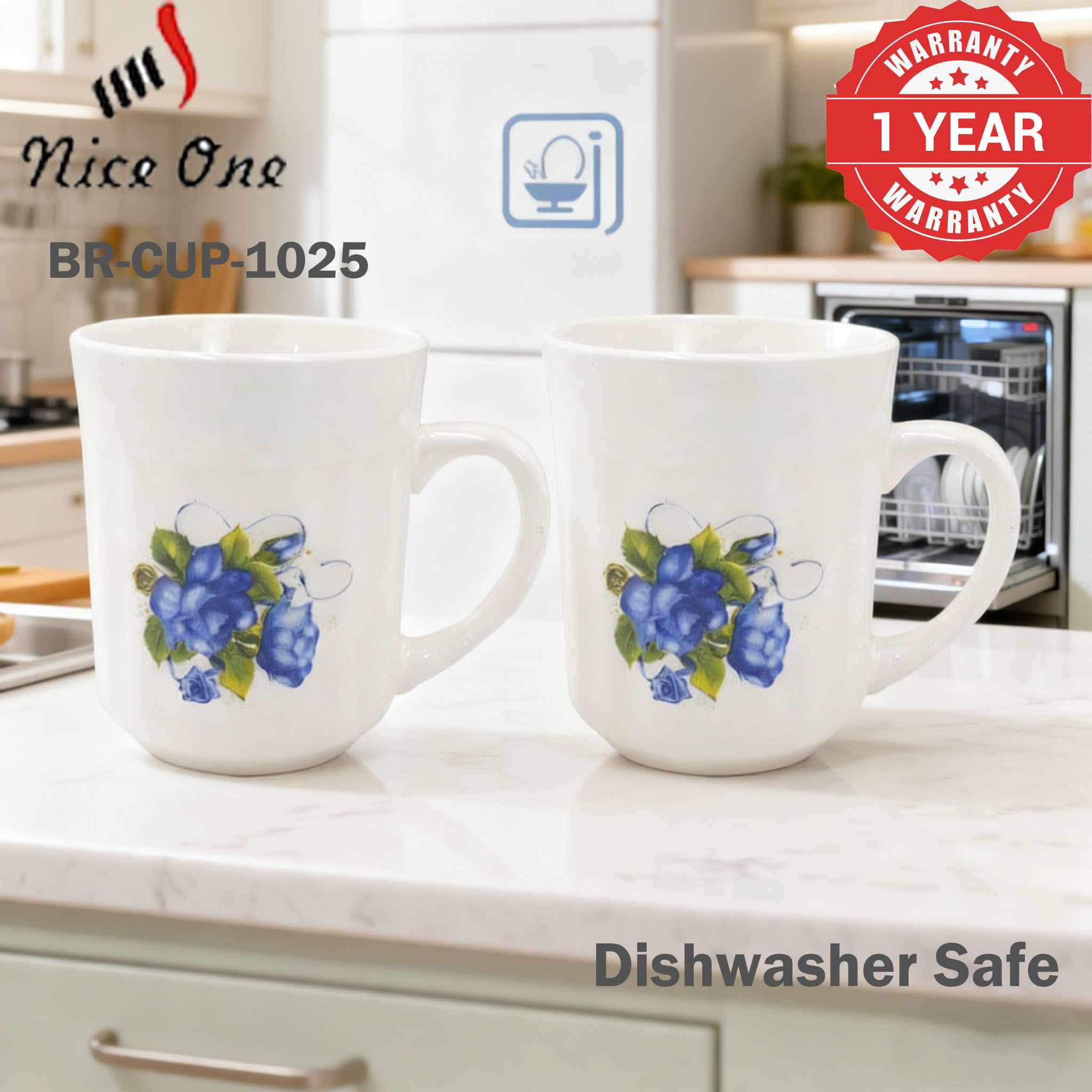 Niceone Set of 6pcs  250ML High Quality Porcelain Tea Milk Coffee Ceramic Cups (BR-CUP-1025 MILK CUP)