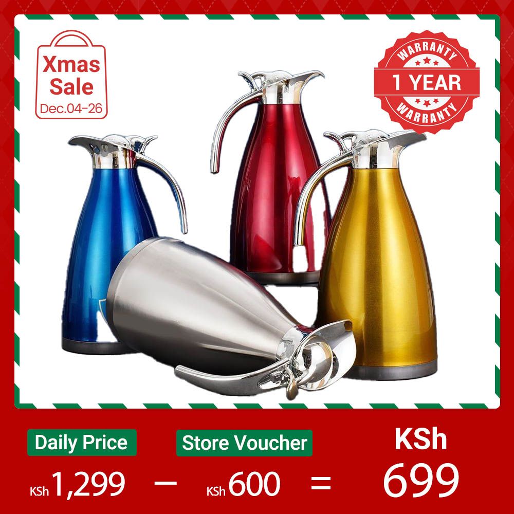 Nice One 1PC 2.0L Silver Stainless Steel Vacuum Jug Coffee Pot Vacuum flask  thermos Flask Thermos water bottle stanley cup hot water bottle(VFS-023-2.00L )