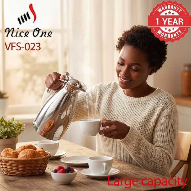 Nice One 1PC 2.0L Silver Stainless Steel Vacuum Jug Coffee Pot Vacuum flask  thermos Flask Thermos water bottle stanley cup hot water bottle(VFS-023-2.00L )