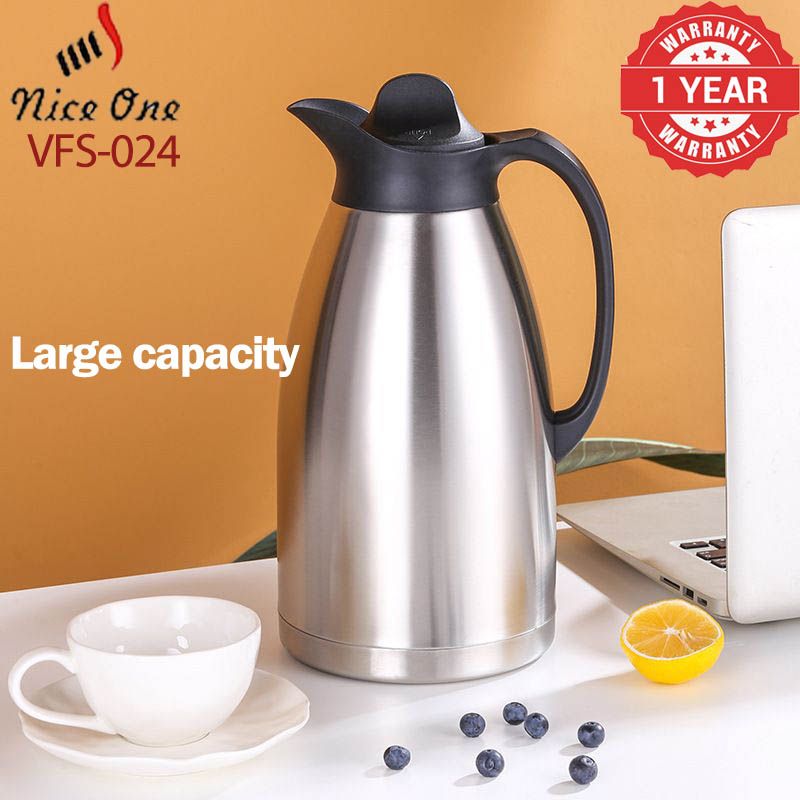 Nice One 2L / 3L Stainless Steel Vacuum Jug Coffee Pot Vacuum Flask Thermos (VFS-024 STAINLESS STEEL VACUUM FLASK )