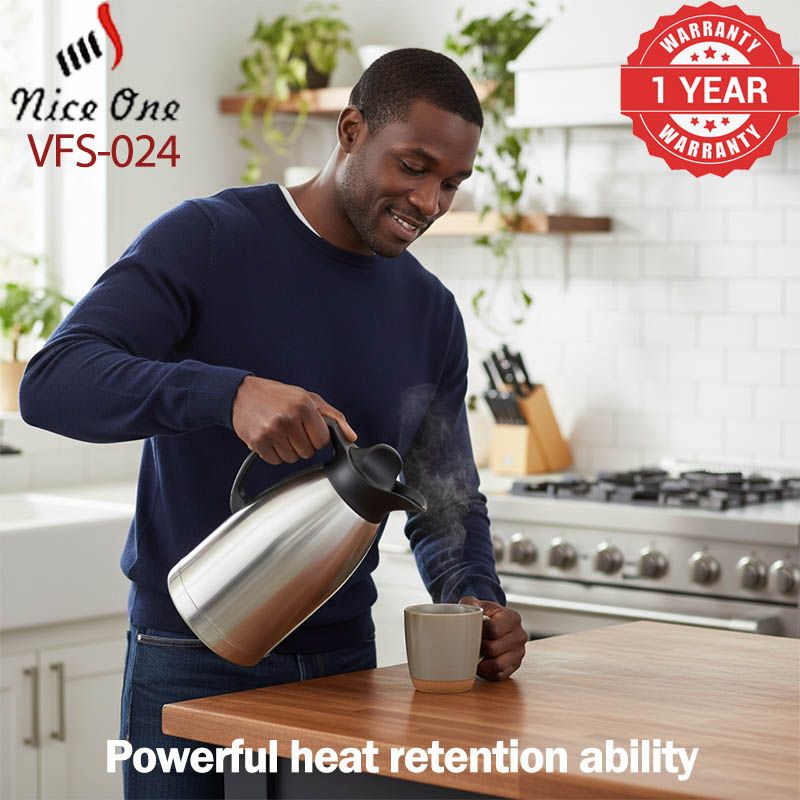 Nice One 2L / 3L Stainless Steel Vacuum Jug Coffee Pot Vacuum Flask Thermos (VFS-024 STAINLESS STEEL VACUUM FLASK )