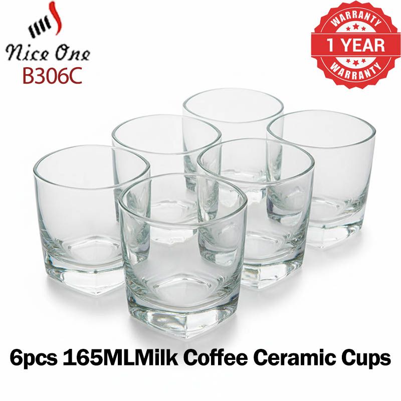 6PCS/Set 165ML  Drinking Glass Sets, Durable Drinking Cups, Lead-Free Water Cup Set, Drinkware Kitchen Glasses for Cocktail, Iced Coffee, Beer, Tea, Wine, Whiskey, Water ( 306C GLASS CUP（L）)