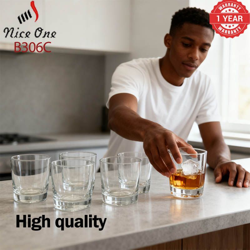 6PCS/Set 165ML  Drinking Glass Sets, Durable Drinking Cups, Lead-Free Water Cup Set, Drinkware Kitchen Glasses for Cocktail, Iced Coffee, Beer, Tea, Wine, Whiskey, Water ( 306C GLASS CUP（L）)