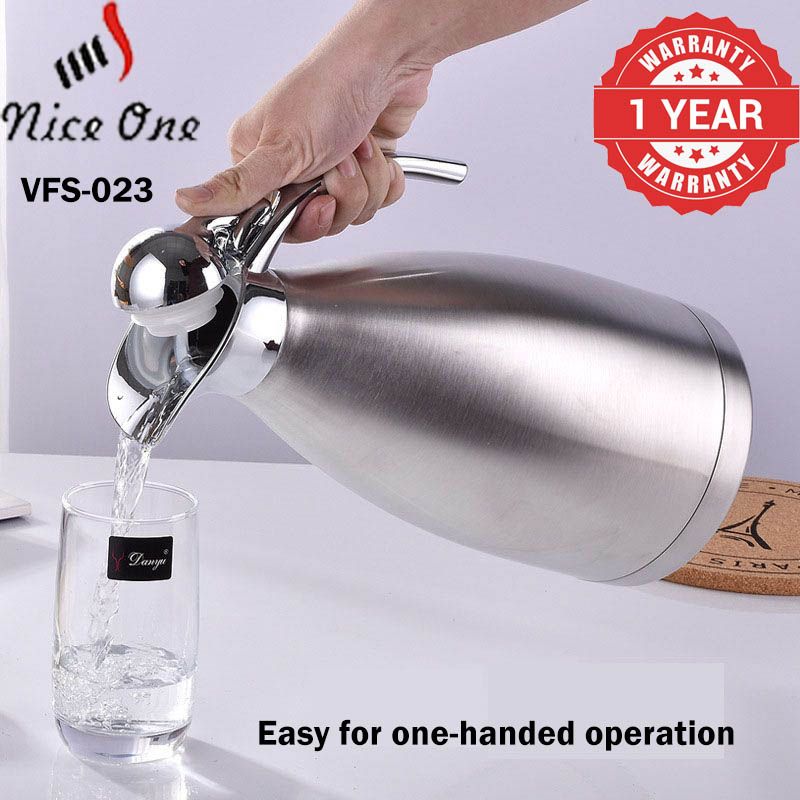 Nice One 1PC 2.0L Silver Stainless Steel Vacuum Jug Coffee Pot Vacuum flask  thermos Flask Thermos water bottle stanley cup hot water bottle(VFS-023-2.00L )