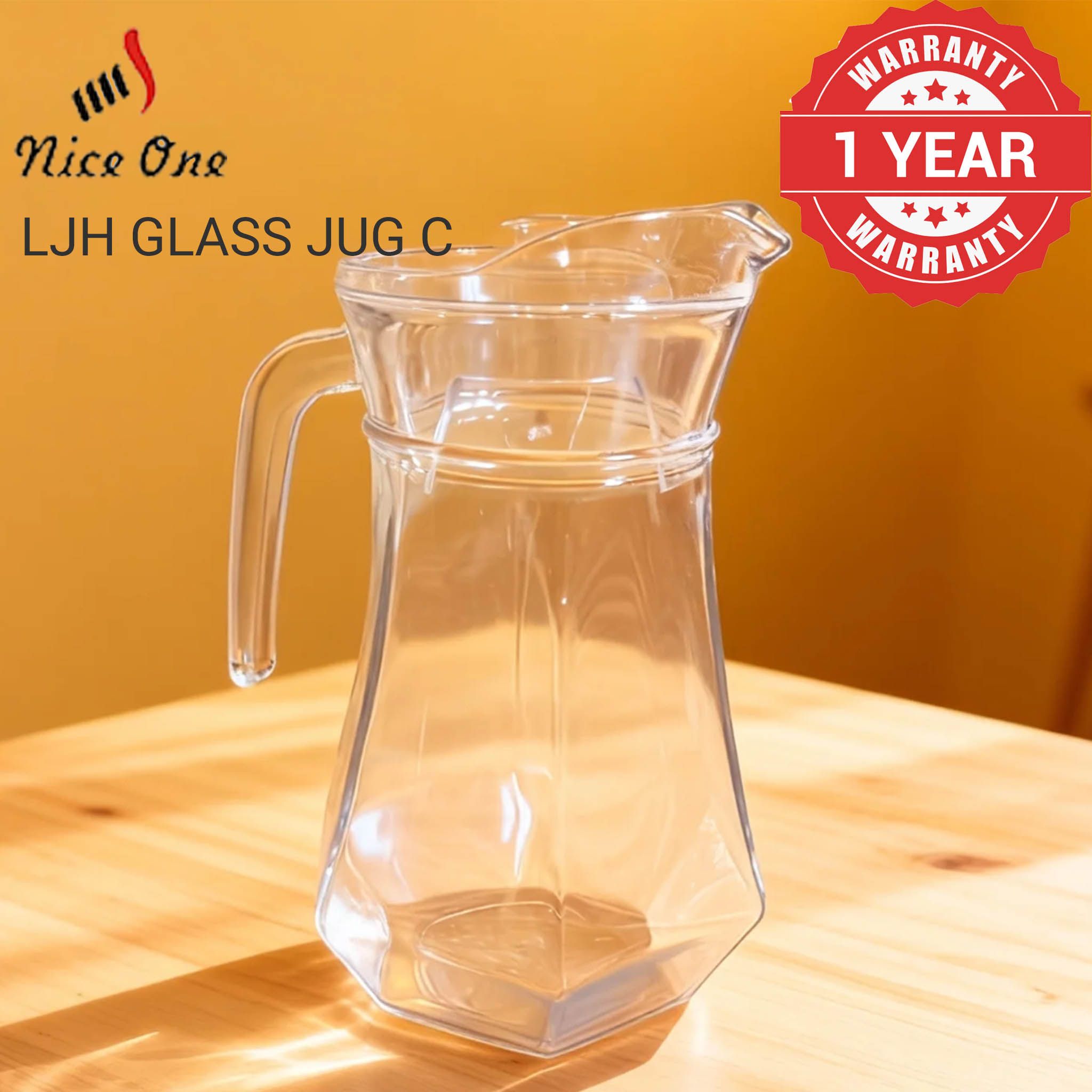 1PC 1.1L  Thickened Glass Pot  Vertical Bar Cold Water Pot Juice Pot Spot （LJH GLASS JUG C）