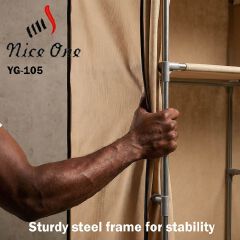 Nice One YG-105 2 Column Portable Fabric Cloth Wardrobe – 5 Shelves & Hanging Section - Coffee Brown
