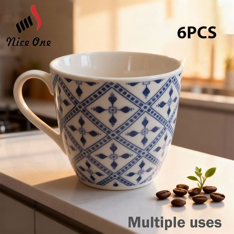 Niceone Set of 6pcs  250ml High Quality Porcelain Tea Milk Coffee Ceramic Cups (BYD-CUP-4368 MILK CUP) send randomly