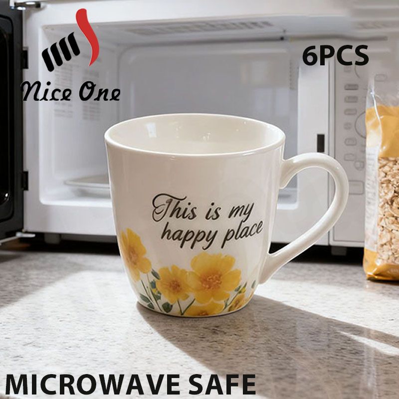 Niceone Set of 6pcs  250ml High Quality Porcelain Tea Milk Coffee Ceramic Cups (BYD-CUP-4368 MILK CUP) send randomly