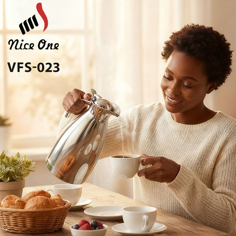 Nice One 1PC 2.0L Silver Stainless Steel Vacuum Jug Coffee Pot Vacuum flask  thermos Flask Thermos water bottle hot water bottle(VFS-023-2.00L ).