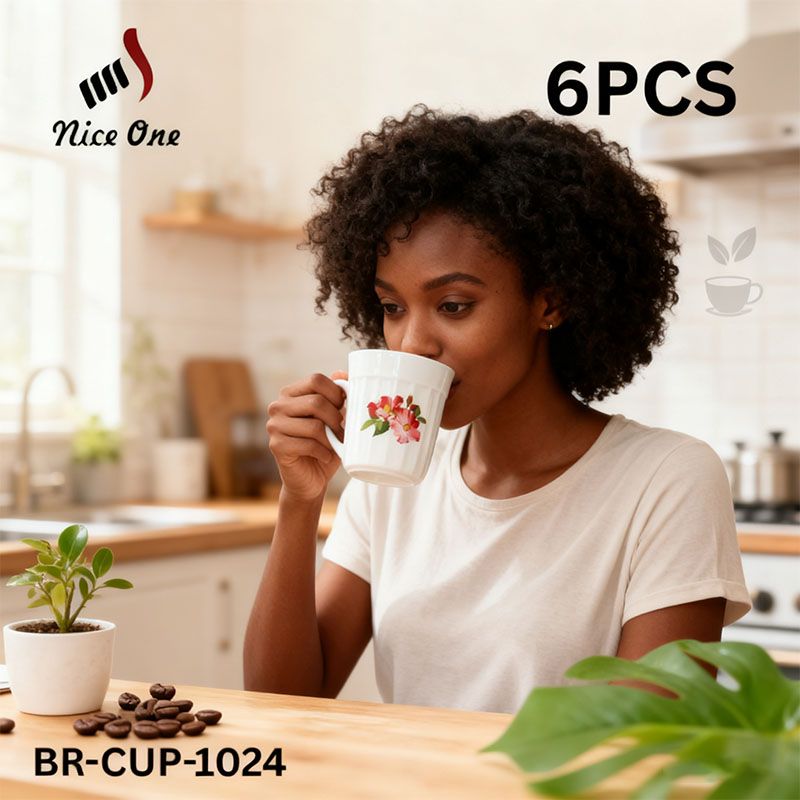 Niceone Set of 6pcs  250ML High Quality Porcelain Tea Milk Coffee Ceramic Cups (BR-CUP-1025 MILK CUP)