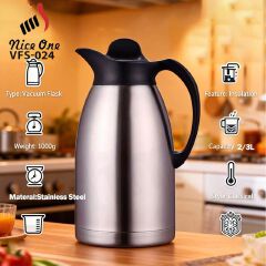 Nice One 2L / 3L Stainless Steel Vacuum Jug Coffee Pot Vacuum Flask Thermos (VFS-024 STAINLESS STEEL VACUUM FLASK )
